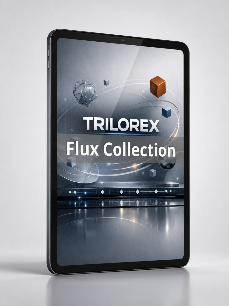 Trilorex Flux Collection on a tablet screen with a gray background