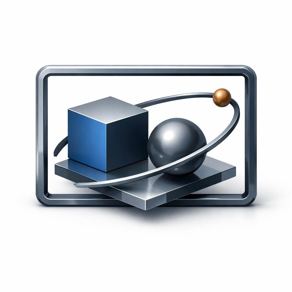 Abstract 3D scene with geometric shapes on a white background